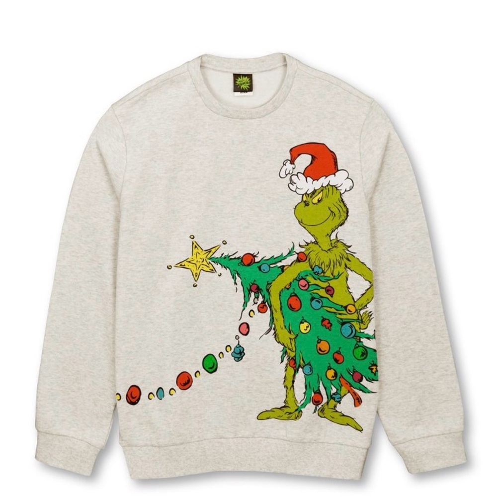 Adult The Grinch graphic sweatshirt in oatmeal 3X